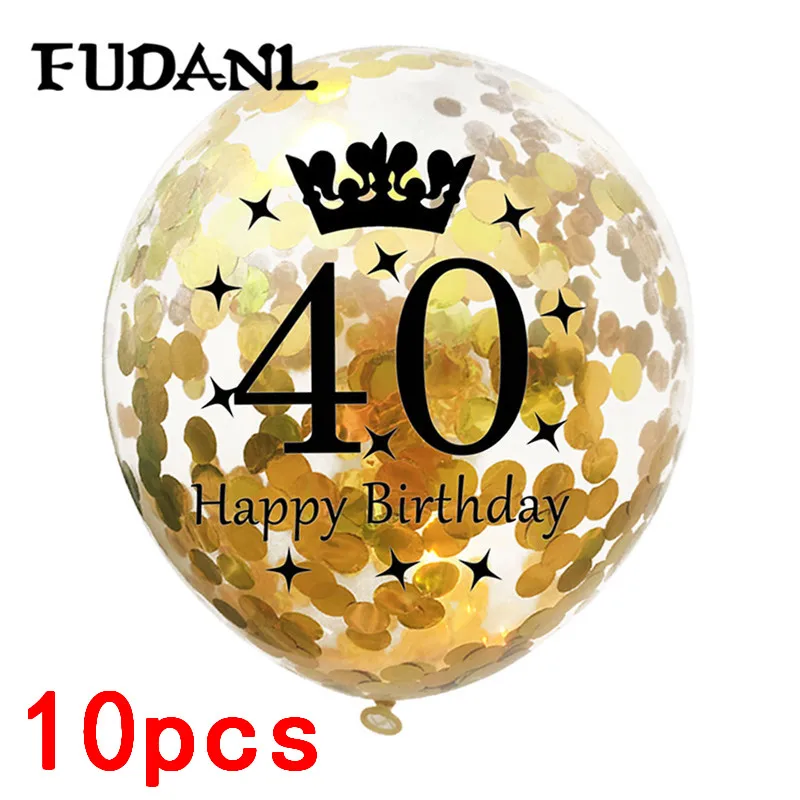 12 дюймов розовое золото конфетти воздушные шары 18 21 30 40 50 юбилей шарик для дня рождения вечерние украшения для взрослых Свадебный декор - Цвет: 40th