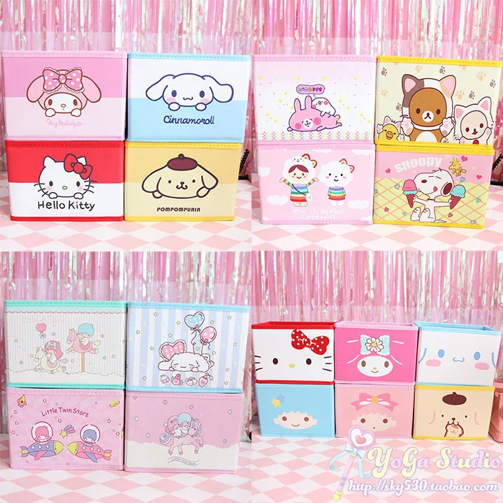 

Cartoon Hello Kitty My Melody Cinnamoroll Pudding Dog Little Twin Star Kanahei Cute Cosmetic Bags Toy Folding Storage Box Bag