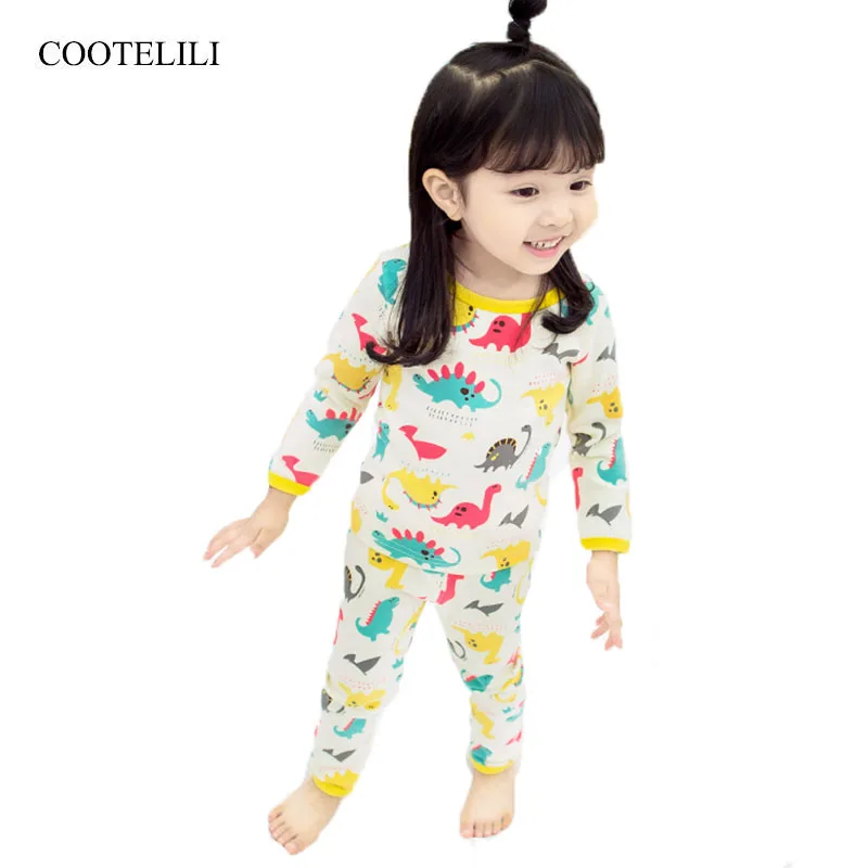 COOTELILI Autumn Winter Kids Thermal Underwear Set Cotton Boys Girls