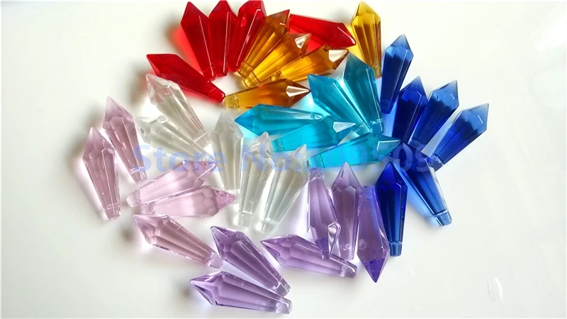 

144pcs 38mm Mixed Colors Crystal U-drop Icicle Chandelier Crystal Prisms Suncatcher