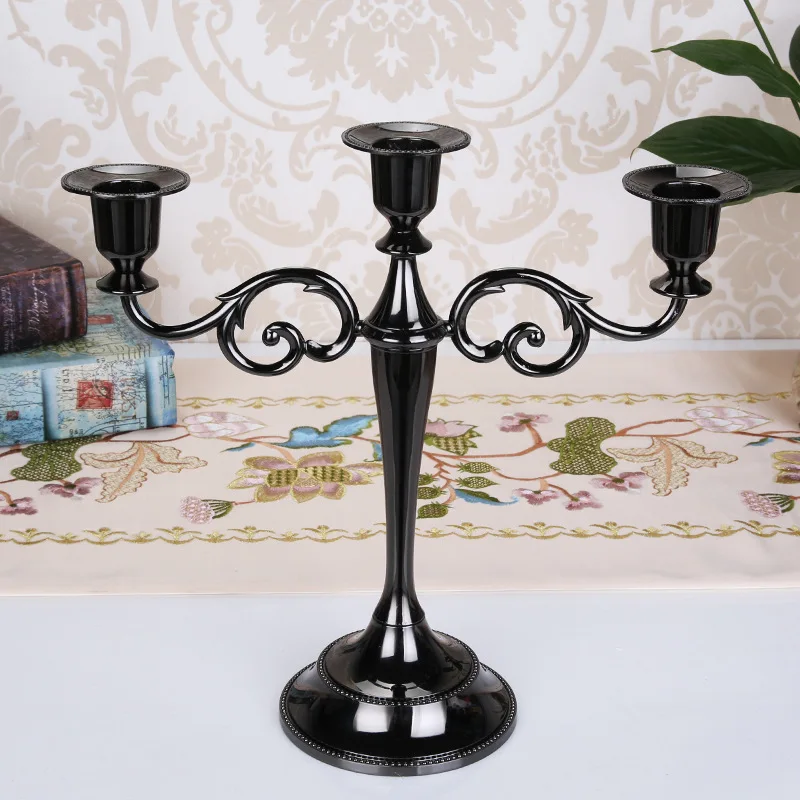 

Silver/Gold/Black/Bronze Metal Candlestick Holder Retro 3-Arms Candelabra Wedding Decoration Mariage Home Decor Candelabra