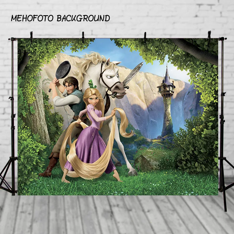 

Birthday Party Backdrops Vinyl Photography Backdrop Cartoon Tangled Princesses Children Backdgrounds for Photo Studio
