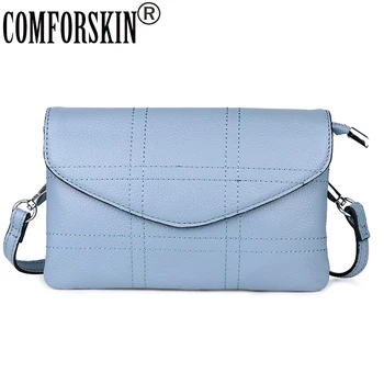 

COMFORSKIN Bolsas Feminina Premium Cowhide Leather Plaid Style Messenger Bags New Arrivals Envelope Ladies Cross-body Bags Sales