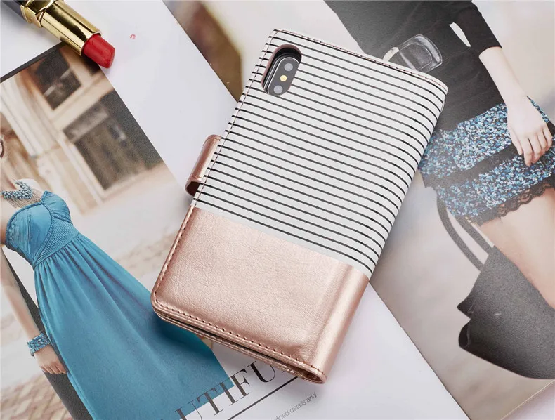 iPhone X Strip Handbag Wallet Case (15)