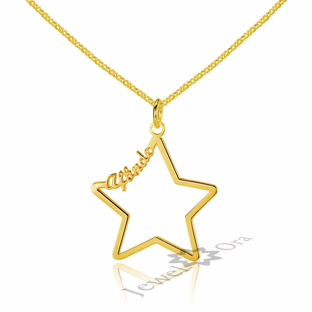 DIY Имя 3 цвета полые звезды Персонализированные 925 стерлингового серебра имя ожерелье лучший рождественский подарок с коробкой(JewelOra NE101583