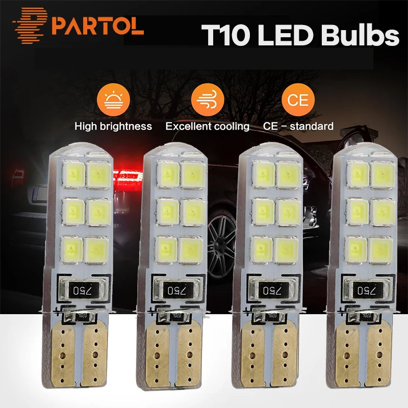 Partol 4 шт. автомобильный T10 светодиодный светильник лампа Canbus 194 W5W 12 SMD 2835 без ошибок