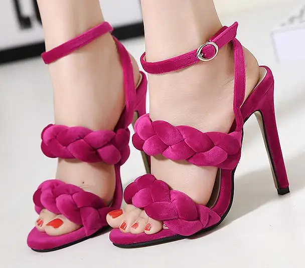 

Free Shipping 35-40 Size Women Summer Pumps Girl New Fashion Trend Weave Sandals Student Thin High Heel Shoes Female Sexy Shoe