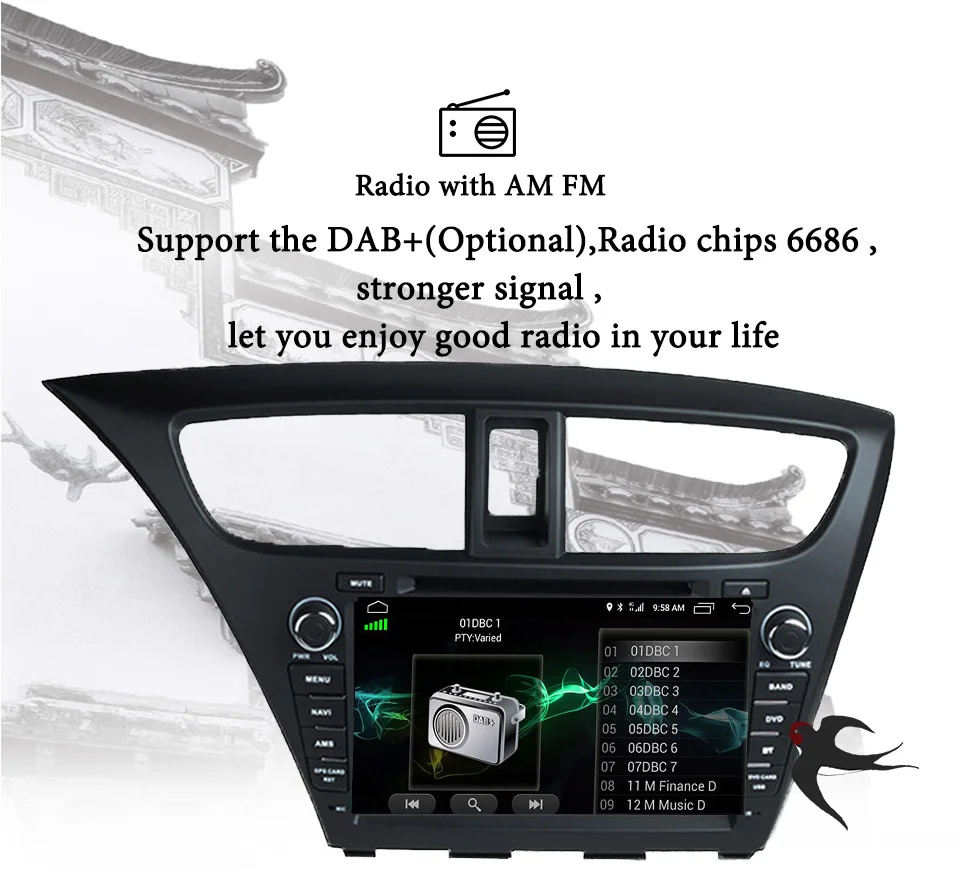 Discount 8 inch Android 8.1 Car Radio DVD GPS Multimedia Stereo For Honda Civic Hatchback 2013 2014 2015 Auto Navigation Cassette Player 4