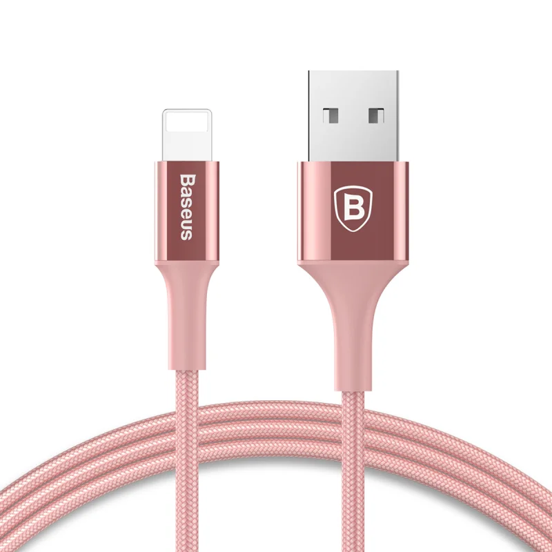 Baseus USB кабель для iPhone 5S 6 6S Plus 7 plus 8 plus X светодиодный светильник 2A кабель для быстрой зарядки для iPhone светильник - Цвет: Rose Glod