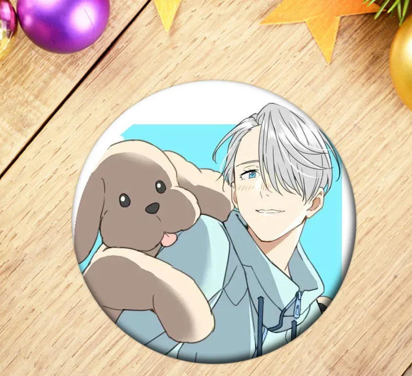 Аниме Yuri on Ice Victor значок косплея Katsuki Plisetsky искусственные сумки Значки для