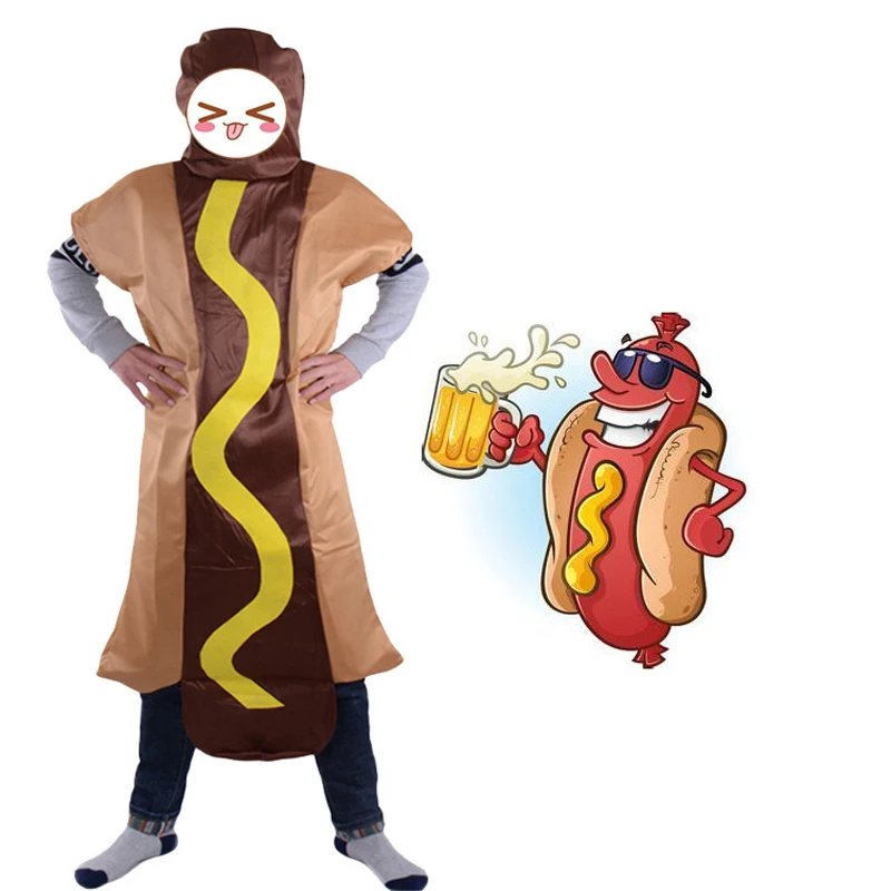 Men's Hot dog Jumpsuit Costume Food Role Play Carnival Party Funny Cosplay Hot dog Costumes 34