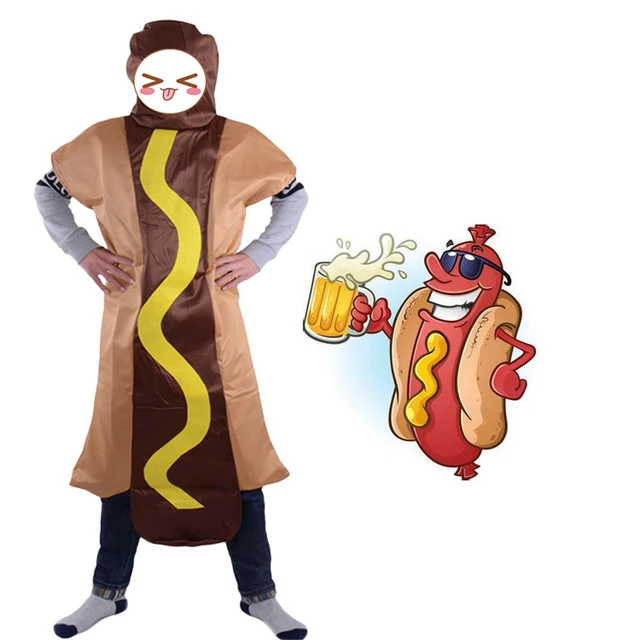 Men's Hot dog Jumpsuit Costume Food Role Play Carnival Party Funny