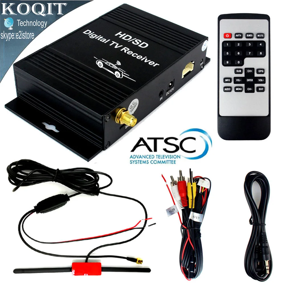 

Active Amplifier Antenna Car HD/SD ATSC Digital Terrestrial Receiver TV Tuner 4 Video Out for USA Canada Mixico South Korea