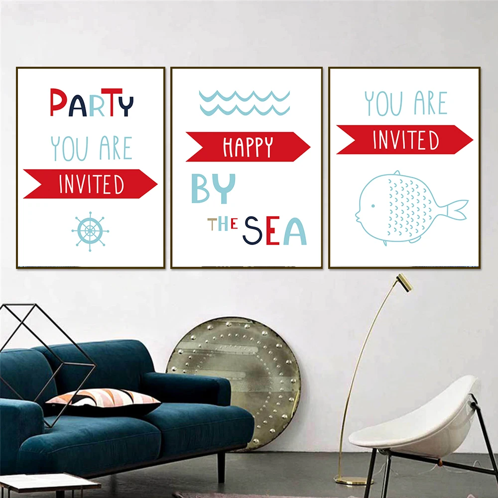 Minimalista-E-moderno-Dos-Desenhos-Animados-Pintura-Onda-Do-Mar-Barco-de-Festa-Cartaz-Da-Lona (3)