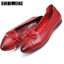 Женская обувь с острым носком; обувь из натуральной кожи с бантом; Новинка года; удобные женские ботинки с закрытым носком; x070