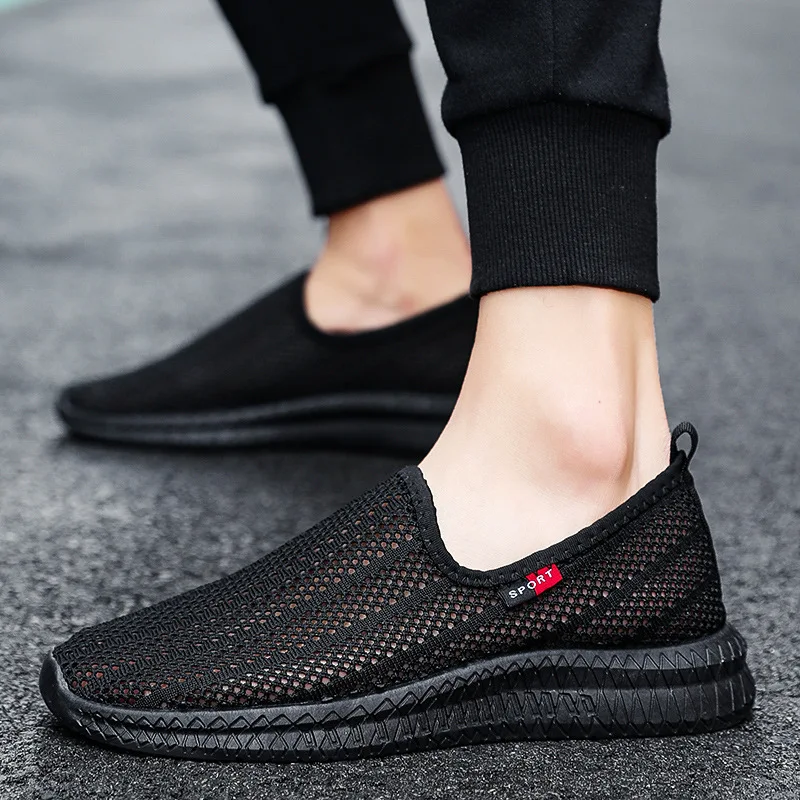 

Dropshipping New Summer fashion men casual flats shoes Male hollow breathable Air Mesh light sneakers boys Trainers shoes B224