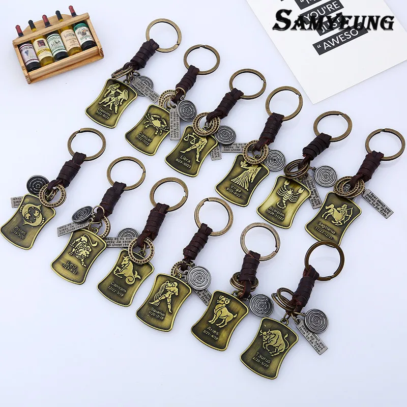 Samyeung новые! 12 Стиль Созвездие Кожаные Брелки Key Holder Для автомобилей женщин брелок