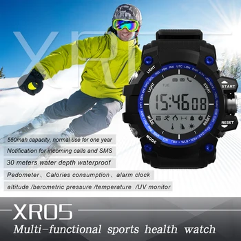 

30m Waterproof Smart watch Sport Bluetooth Health Steel WristWatch Support UV Altitude Calorie Temperature For iOS Android Phone