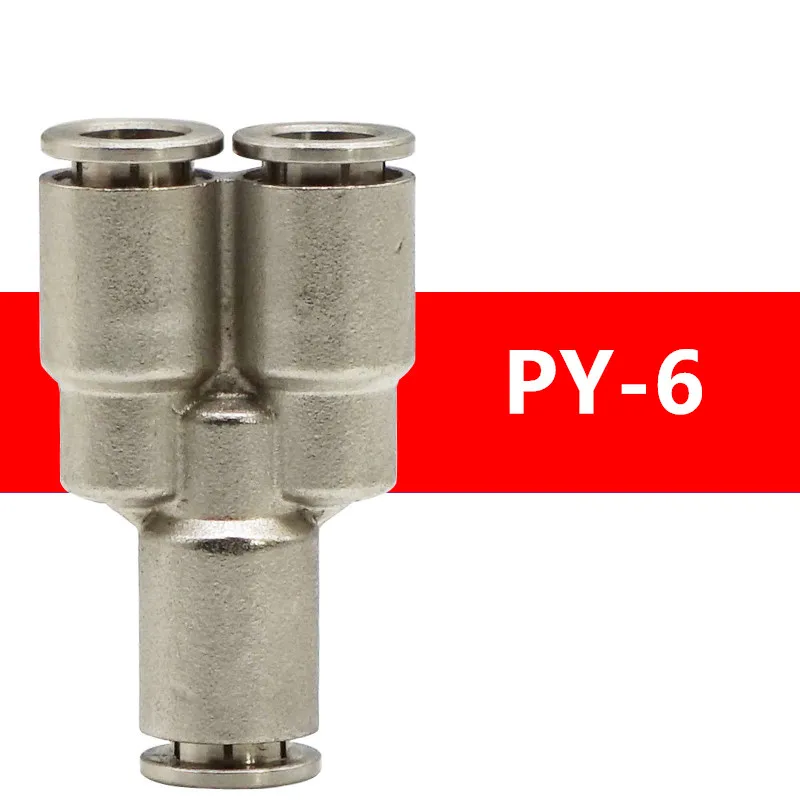 Air Pneumatic All metal quick Y Shaped Plastic Pipe Fitting 3 Way Tee