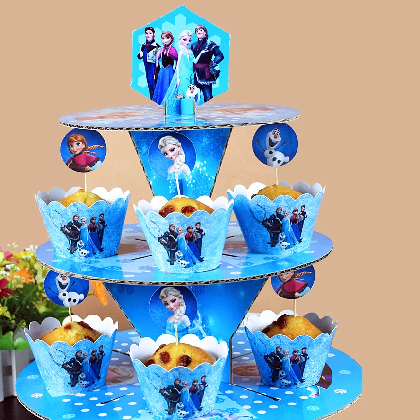 Elsa Anna Cardboard Cupcake Stand Snow Queen Theme Party Cupcake