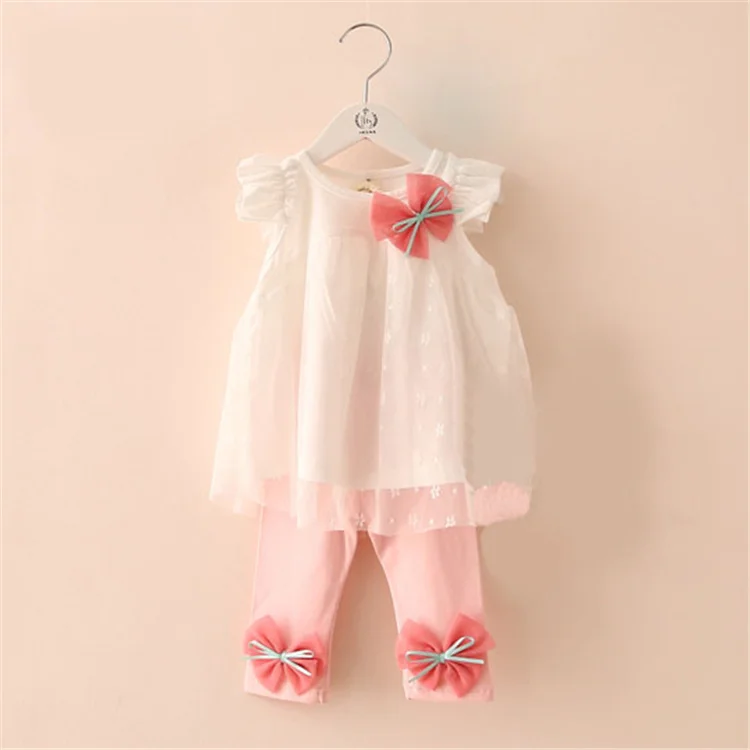 Summer Pretty Girls Lace Dress Leggings Little Girls Fashion Bow