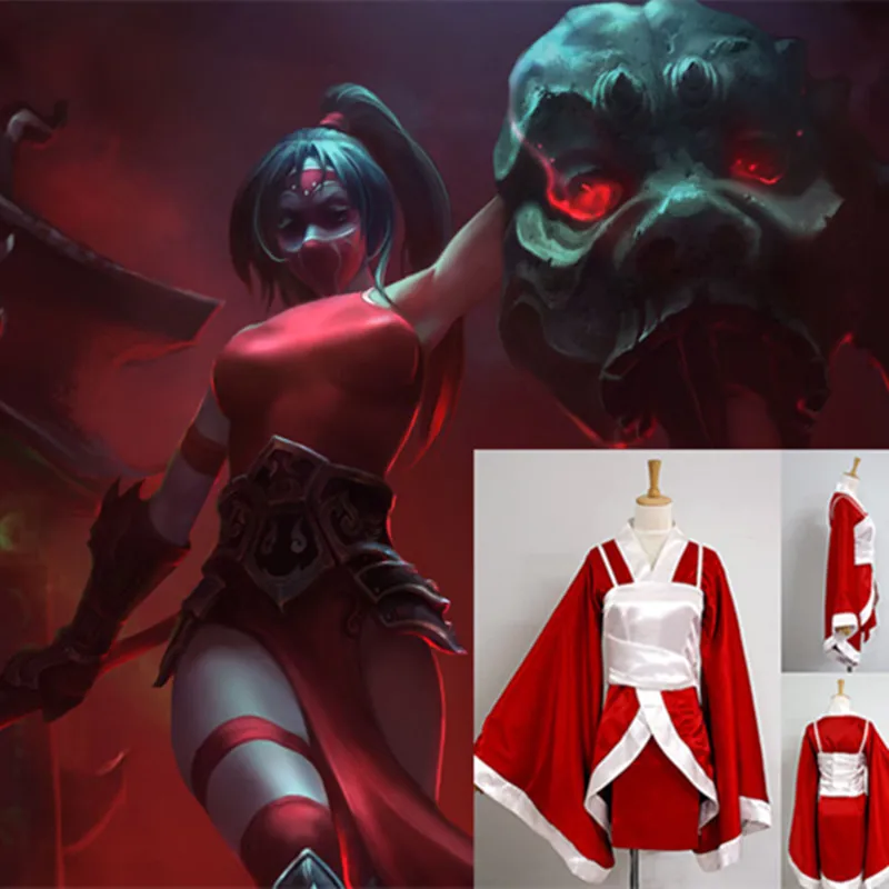 Игра LOL assassin Akali маскарадные костюмы Лолита юбки кимоно платье аниме косплей