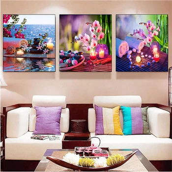 

3pcs,diamond embroidery Triptych,5d diamond painting Orchid Flower,full diamond mosaic picture of rhinestones cross stitch Z328