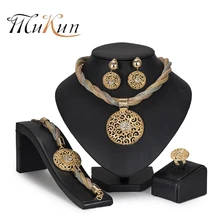 MuKun Jewelry Set For Women African Beads Jewelry Set Wedding Twist Weave Choker Necklace Bridal Dubai Ethiopian Jewellery Sets цена MuKun Jewelry Set For Women African Beads Jewelry Set Wedding Twist Weave Choker Necklace Bridal Dubai Ethiopian Jewellery Sets цены онлайн