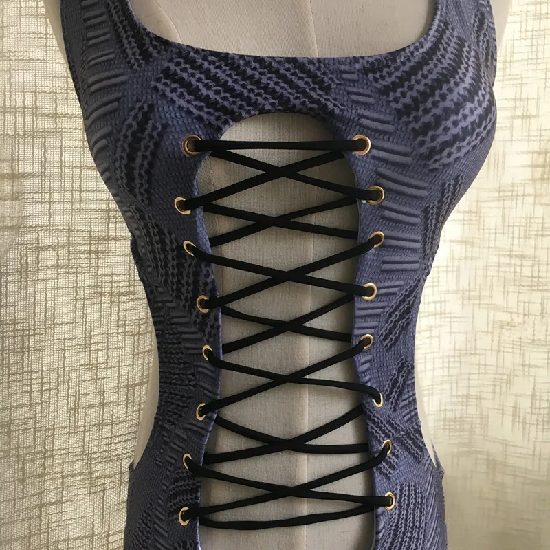 Розовый Ветер Летний стиль сексуальный открытый Midriff джинсовый цельный купальник женский спортивный кружевной купальный костюм Пляжная одежда Монокини