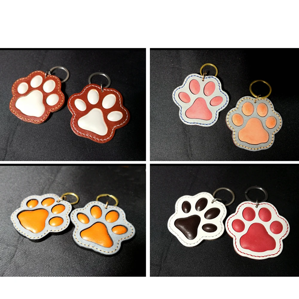 

designer template leather craft dog cat paw key hanging decoration modeling fixed plastic mold with die cutting template