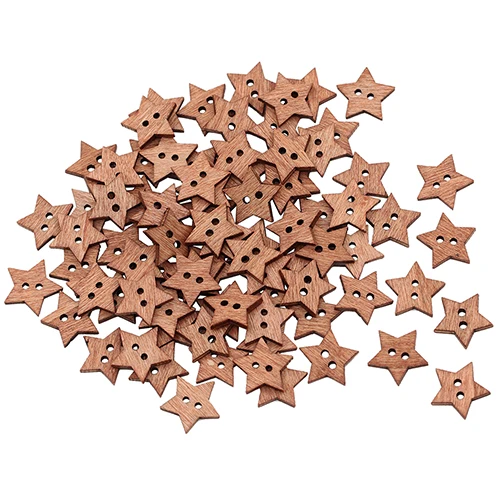 

100Pcs/Set DIY Star Shape Wooden Button Scrapbook Craft Sewing Buttons Home Garden Sewing Button Home Decor Children Kids Toys