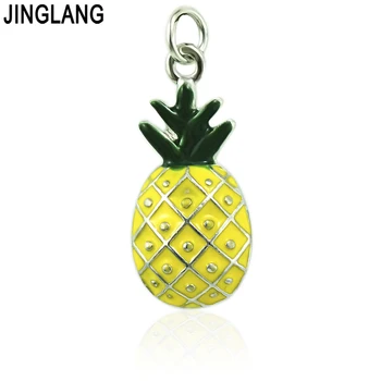 

JINGLANG Bulk Charms Gold Color Metal Yellow Enamel Pineapple Fruits Charms For Necklace Jewelry Making DIY Accessories