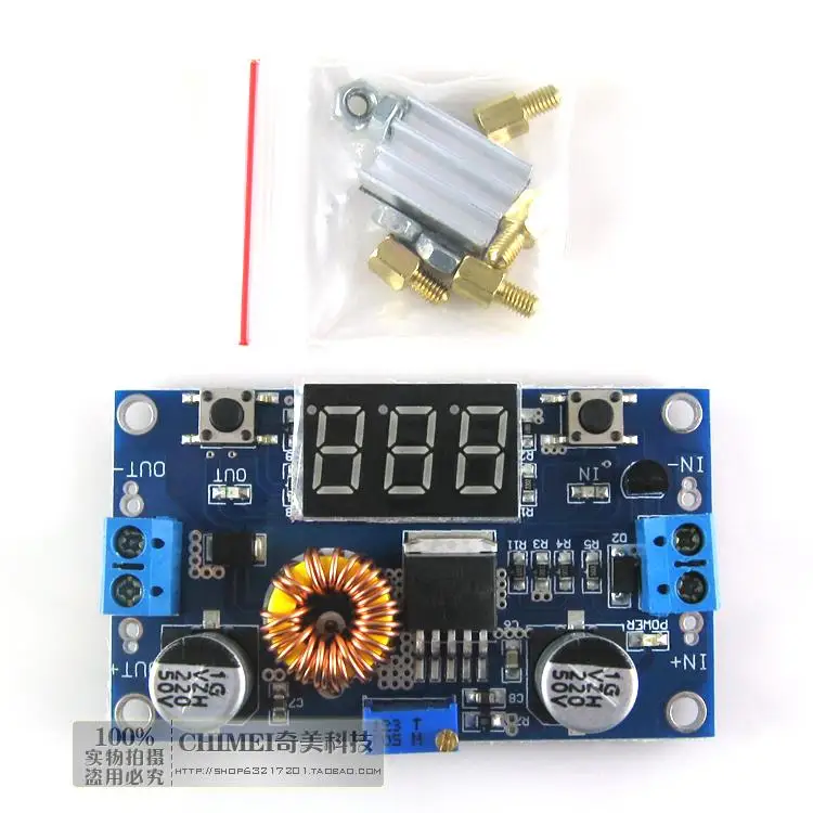 

A high - adjustable step-down module 5 a low ripple with digital display heat sink copper column