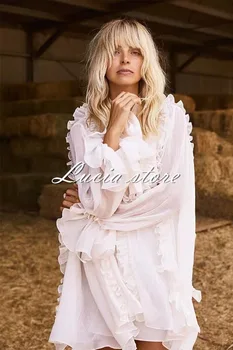 

Fashion Holiday Summer dress V-neck Ruffles Ribbon Full Loose Sexy Women celebrity body con Mini dresses wholesale