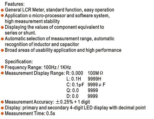 Быстрое прибытие Цифровой LCR метр RS2812A 100 Гц, 1 кГц