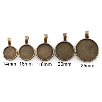 

10pcs Round Ancient Style Pendant Cabochon Setting Bezel Jewelry Making Component Base 14mm 16mm 18mm 20mm 25mm