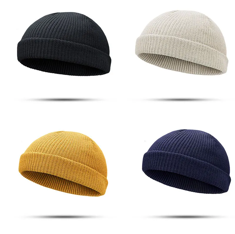 Одноцветная шапка унисекс для мужчин и женщин Skullies Beanies Hedging, Вязаная хлопковая двухслойная ткань, теплая шапка для девочек, шапки s Bonnet