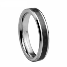 Biselado negro tungsteno venda de boda con negro de fibra de carbono ancho – 4 mm / TURI0010L