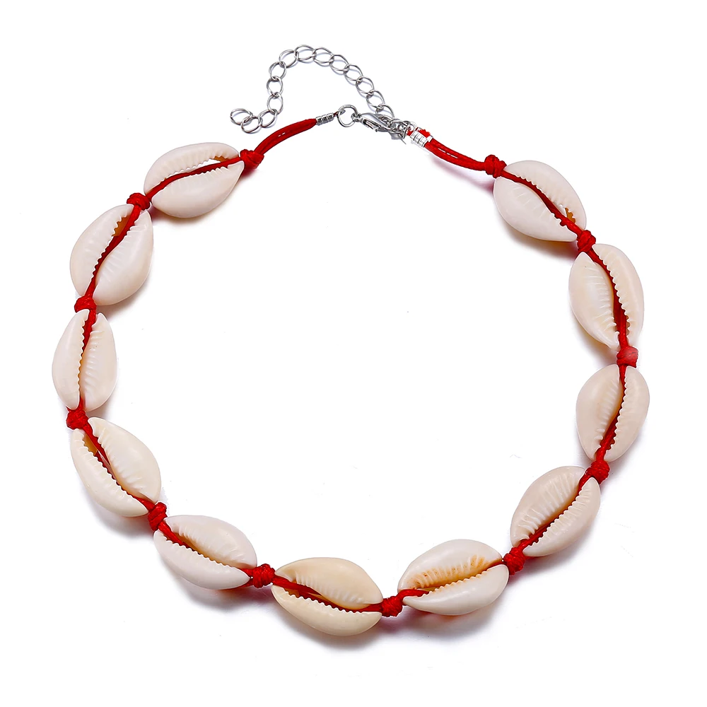Boho Shell Choker Necklace for Women Girls New Handmade Braided Rope Chain Shell Choker Ocean Beach Shell Jewelry Dropshipping