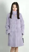 genuine mink fur coat length 90cm with mandarin collar 2016 winter woman fashion real mink fur