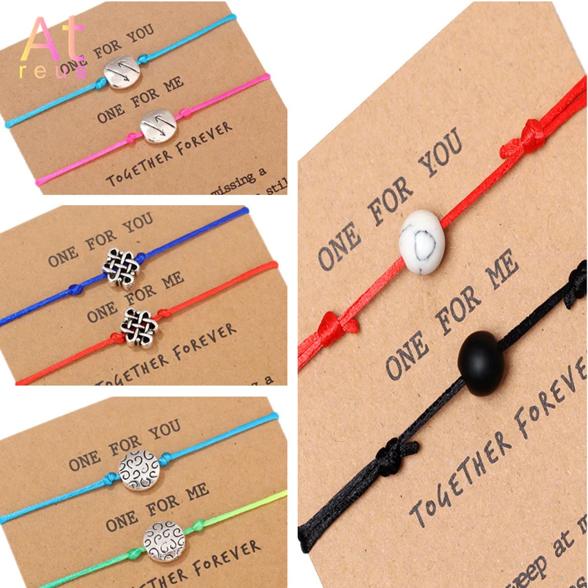 

Anklet 2 piece/set Lava Natural Stone Beads Distance Anklet Black Red String Knot Arrow Lucky Couple Yin Yang Jewelry Men Women