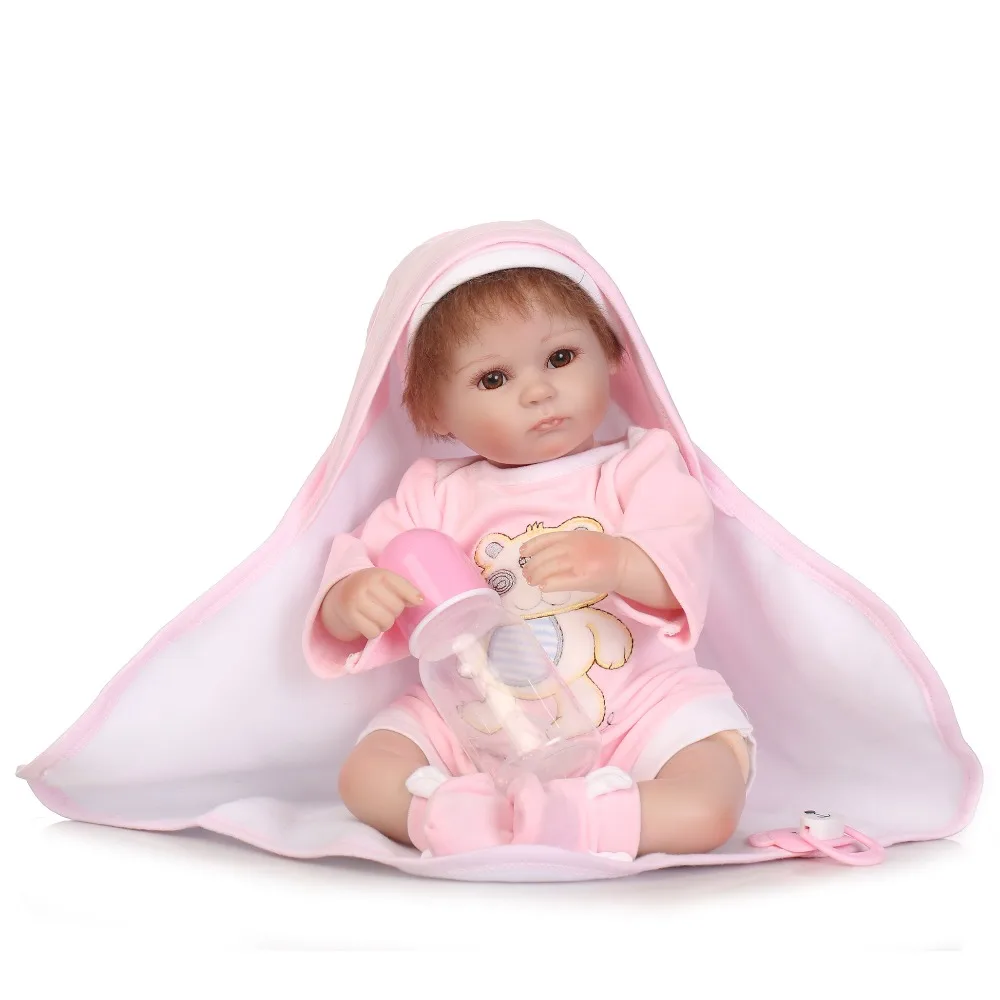 

40cm Soft Body Silicone Reborn Baby Doll Toy For Girls Vinyl Newborn Girl Babies Dolls bebe bonecas Brinquedos NPK reborn