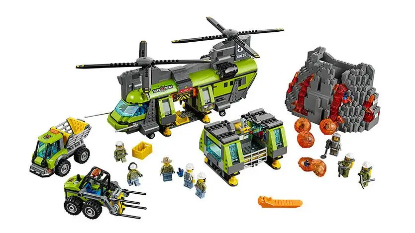 

10642 City Volcano Heavy-lift Helicopter Exploration Building Block model Bricks Toys Gift For Children Compatible lepin 60125