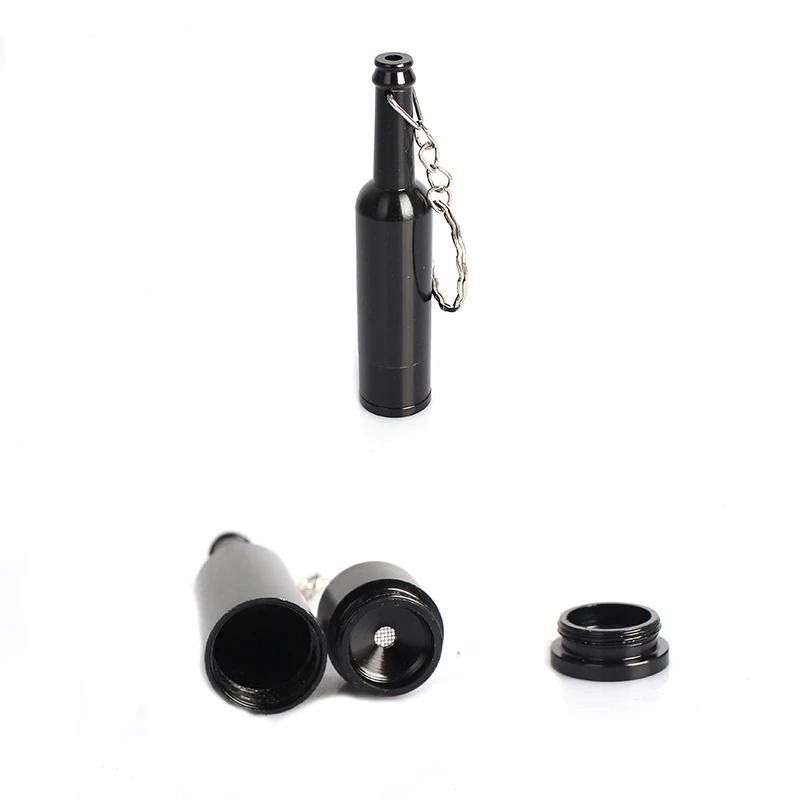 

Smoke Black Bottle Multifunction Keychain Metal Removable Filter Tobacco Pipe Key Ring Smoking Pipe Cigarette Holder