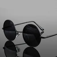 Lunettes de soleil polarisées rondes rétro Vintage pour hommes et femmes, monture métallique en alliage, verres noirs, pour la conduite, UV400 3