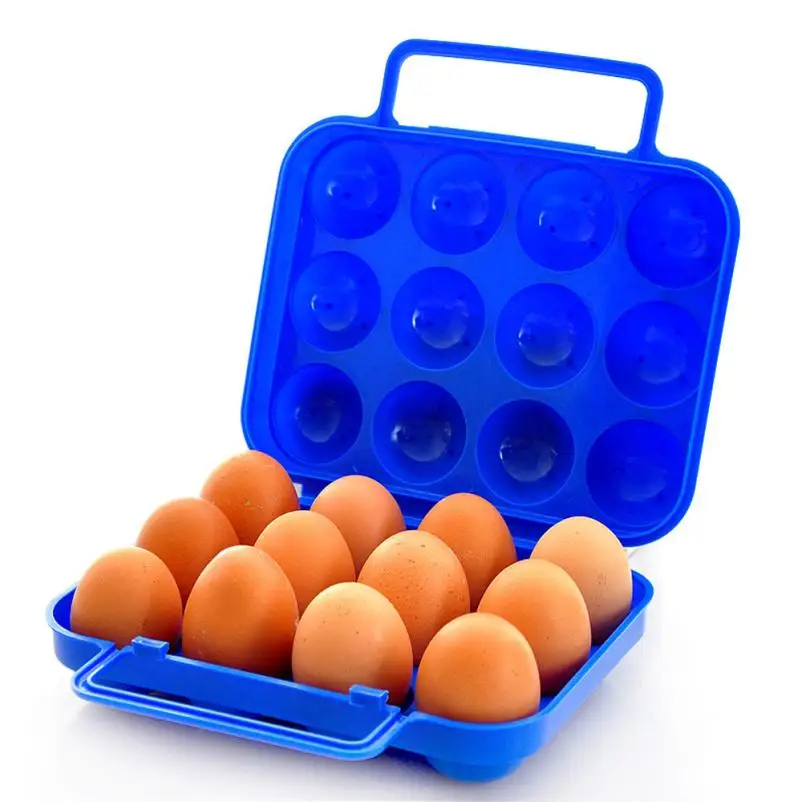 

chicago screw Portable12 Eggs Plastic Container Holder Folding Egg Storage Box Handle Case Drop shipping6.25/35%