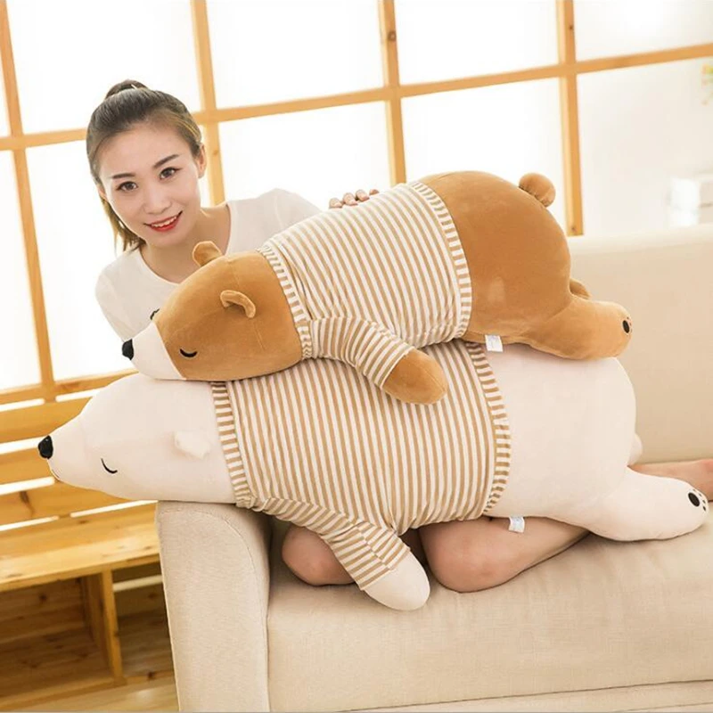 

Cute 50cm 60cm 90cm Large Oolar Bear Plush Toys Sleeping Back Cushion Sofa Car Soft Cartoon Animal stuffed Pillow Dolls Gifts