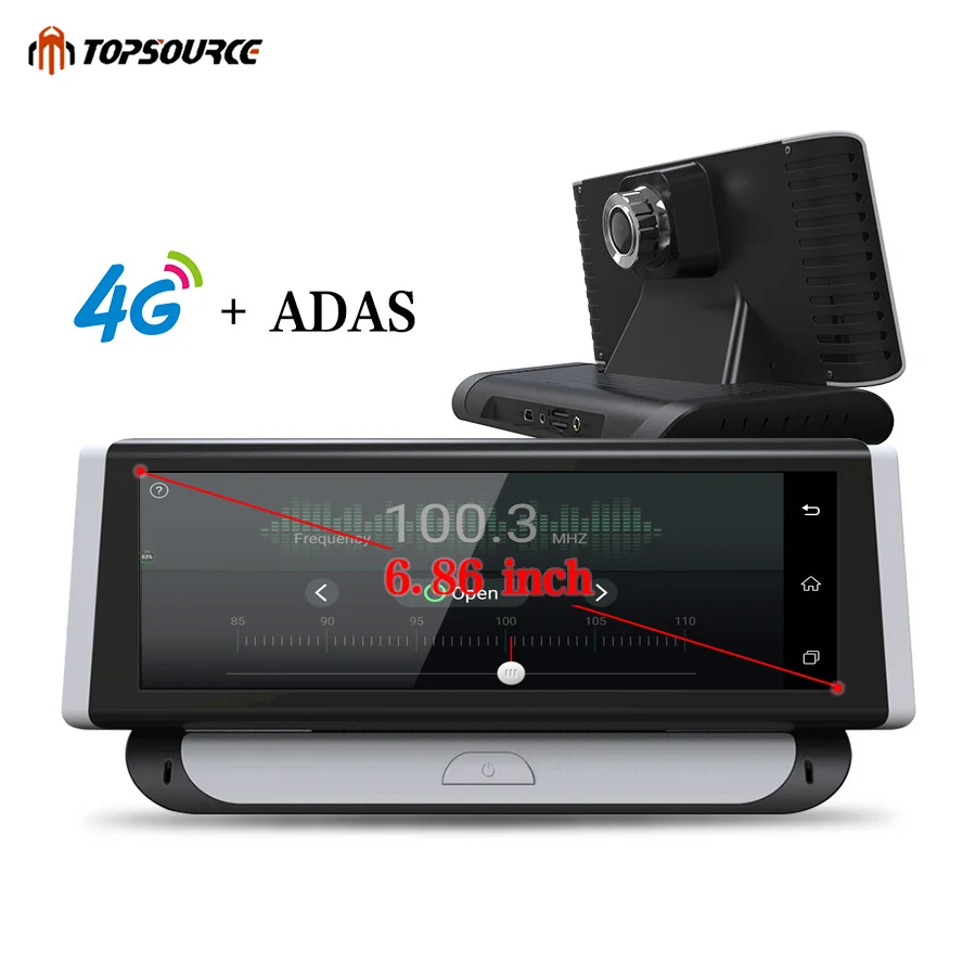 Автомобильный видеорегистратор TOPSOURCE Full HD 1080P dvr 6,8" Android 5,1 видео рекордер 4G ADAS двойной объектив Bluetooth Камера gps навигация 1 ГБ ram