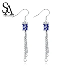 SA SILVERAGE 925 Sterling Silver Magic.X Drop Earrings for Women Fine Jewelry Blue Color Long Silver 925 Earrings Women Brincos SA SILVERAGE 925 Sterling Silver Magic.X Drop Earrings for Women Fine Jewelry Blue Color Long Silver 925 Earrings Women Brincos