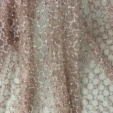 Naked pink beaded bronzing ironing network sequin mesh fabric clothing dress children's clothing designer fabric CA113